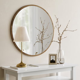Hanah Home Espejo Decorativo Yuvarlak Ceviz A707 Nogal